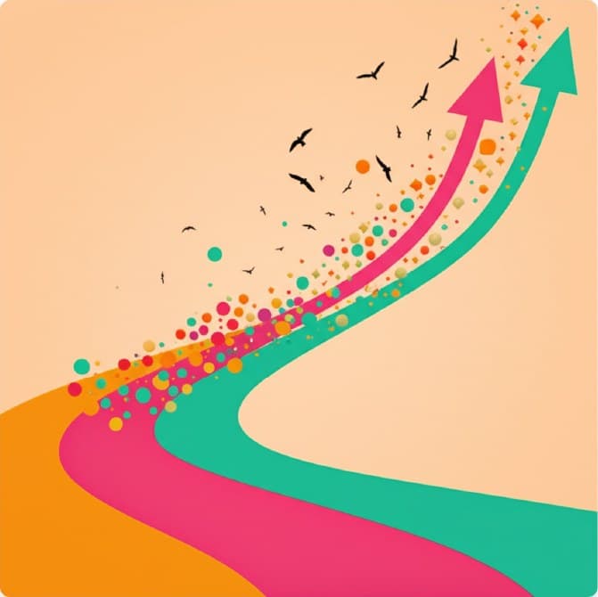 Colourful arrows rising upward, a symbol of growth